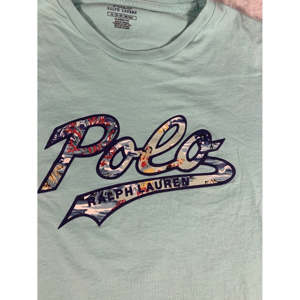 Polo Ralph Lauren Classic Fit Hawaiian Graphic Men's T-Shirt XL Green - Picture 2 of 7